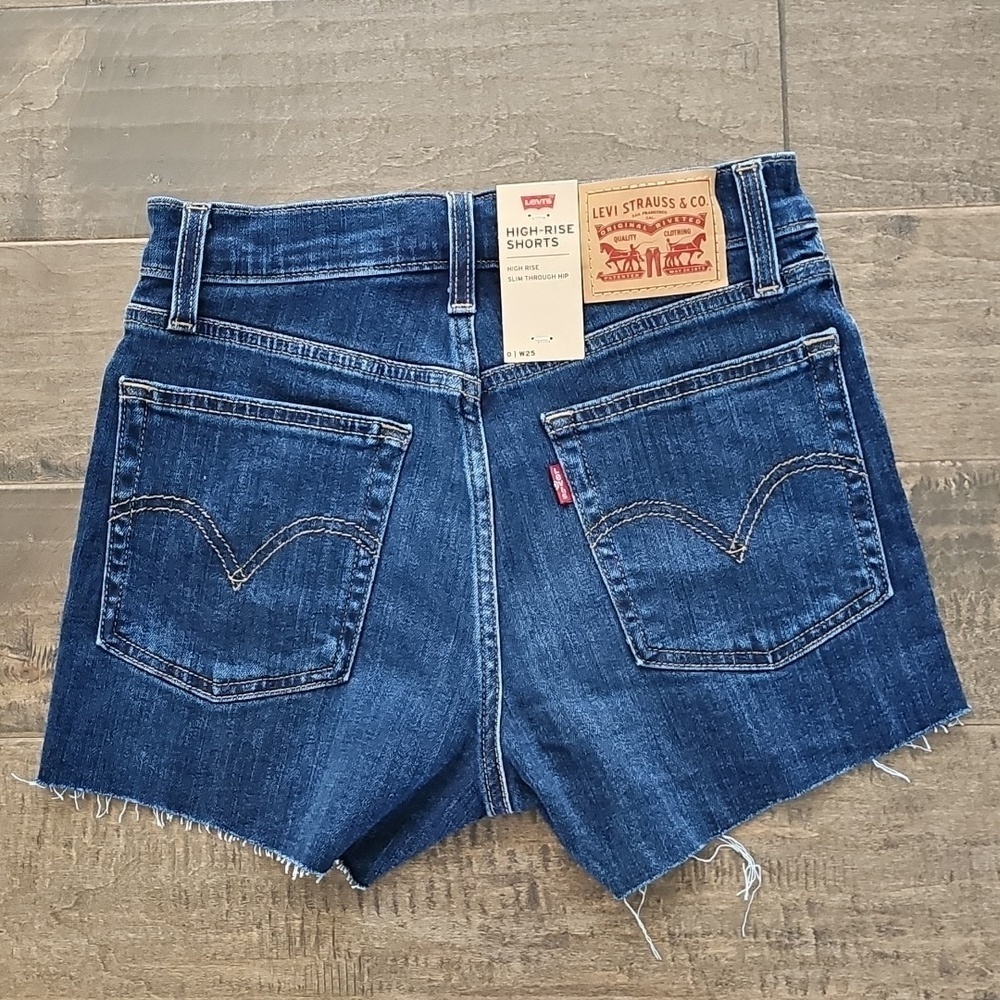 New Levi's High-Rise Blue Jean Shorts Sz 25 - Picture 6 of 6